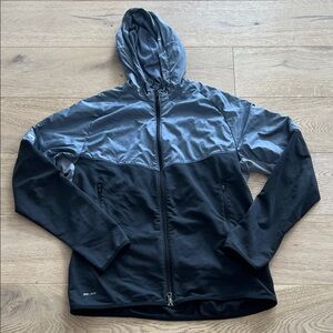 Nike Jacket Windbreaker Nike Running Dri-Fit Black Gray Hood Men's Large